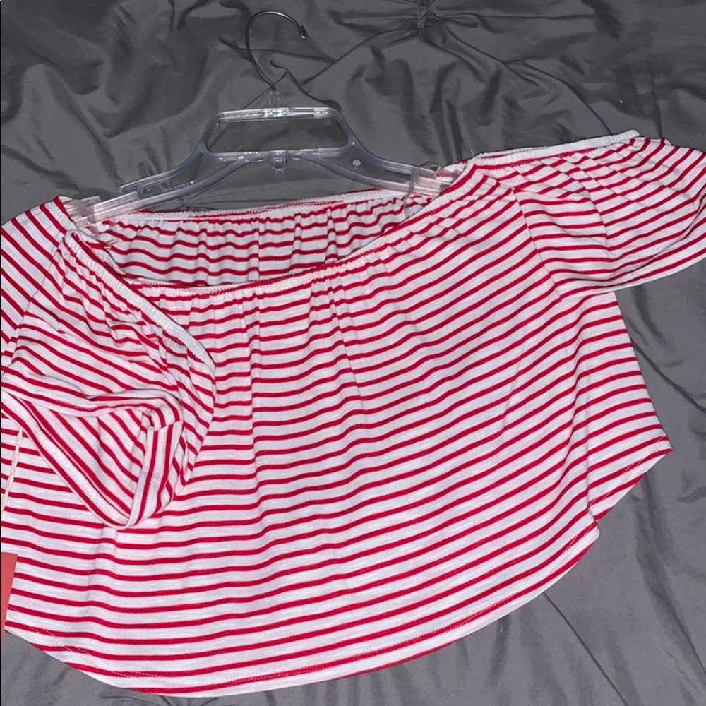 red and white striped crop top